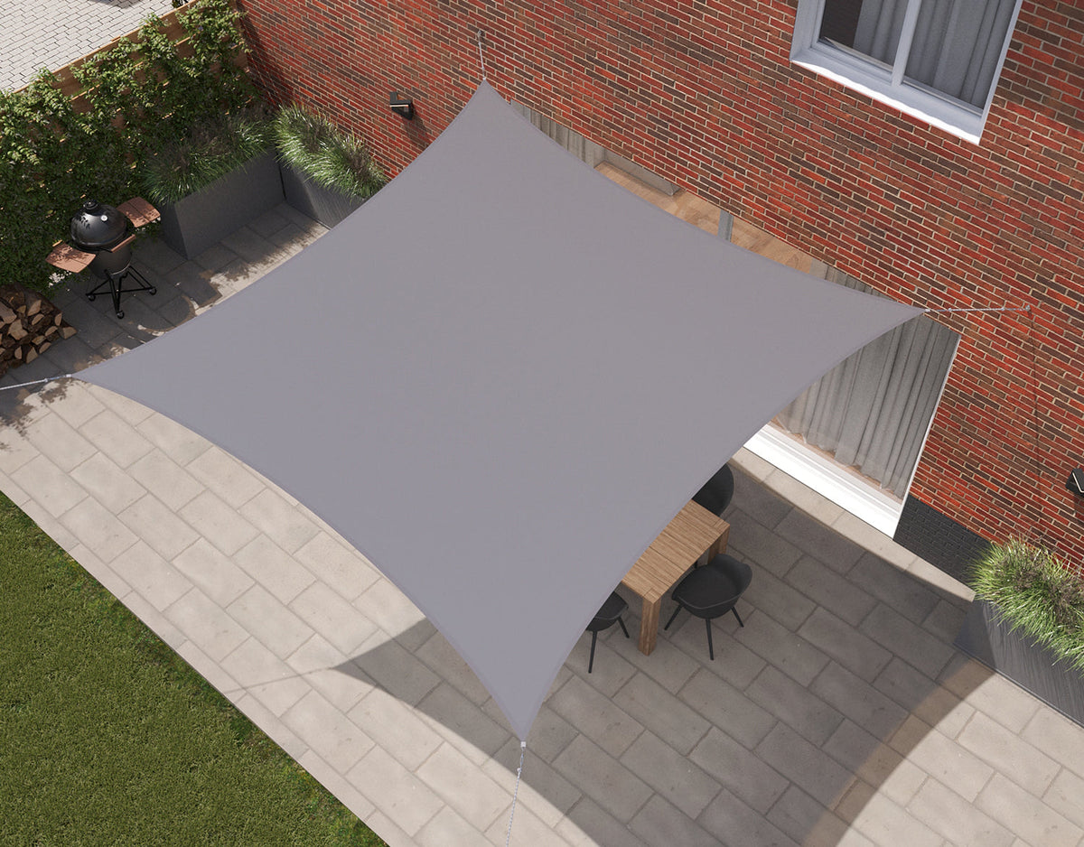 Kopu® Schaduwdoek 5x5 mtr Vierkant Waterdicht 230 gram Zonnedoek - Grijs