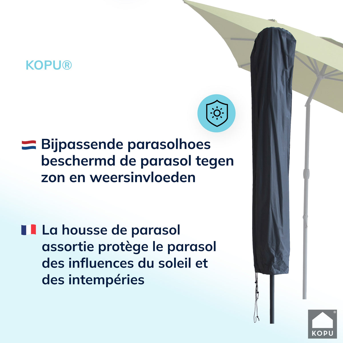 Kopu® Sevilla Parasol Rechthoek 200x300 cm met Hoes - Balkonparasol Olijfgroen