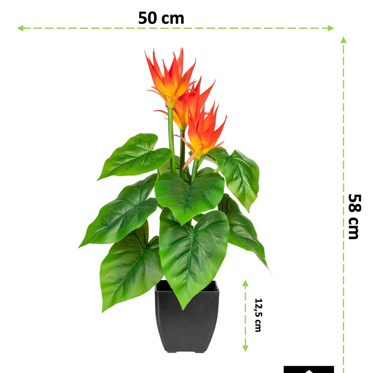 Kopu® Kunstplant Guzmania 58 cm met 3 oranje bloemen - Nepplant