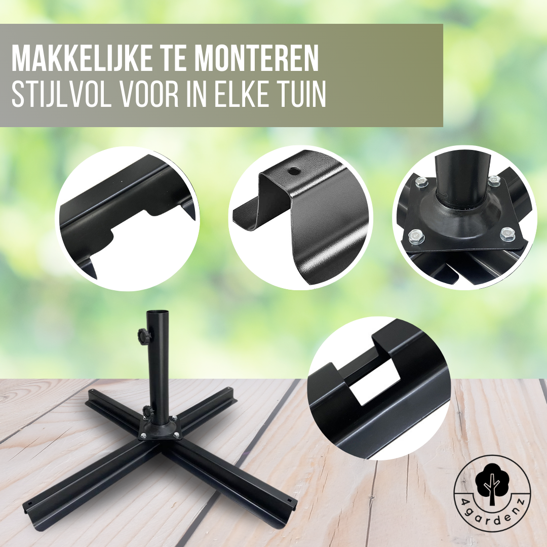 4gardenz® Parasol Kruisvoet voor Verzwaringstegels 77x77x31 cm - Zwart