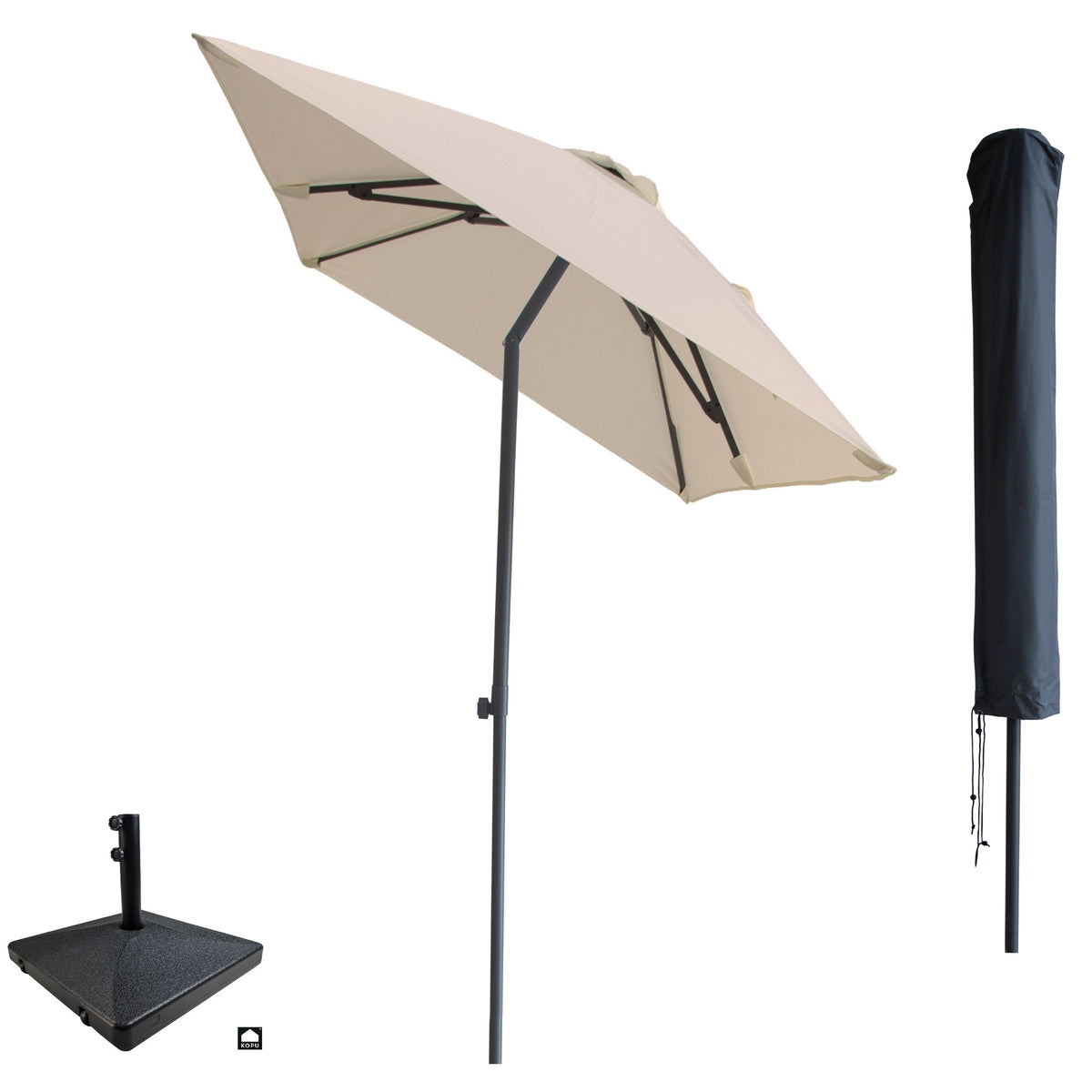 Kopu® Sevilla Parasol Rechthoek 200x300 cm met Hoes en voet - Creme