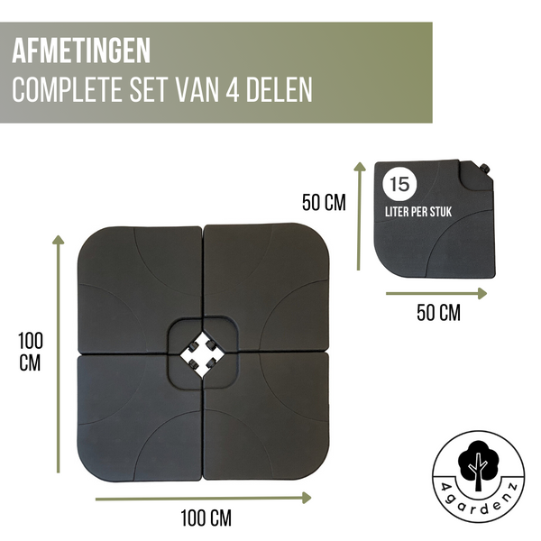 Verzwaringsset Parasolvoet voor Zweefparasols - Vulbaar tot 80 KG