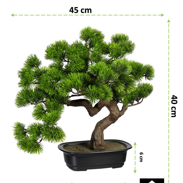 Kopu® Kunstplant Bonsai 40 cm Pijnboom met zwarte Pot - Bonsai boompje