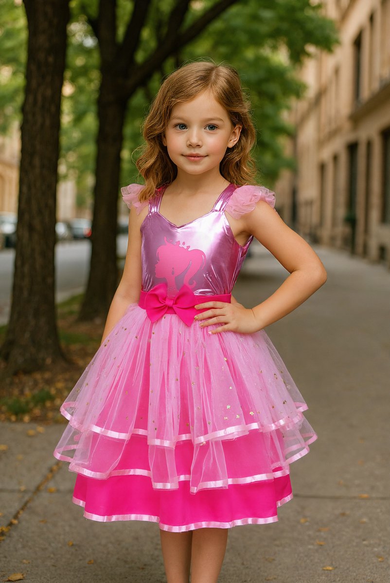 Luxe Barbie Prinsessenjurk Metallic Roze
