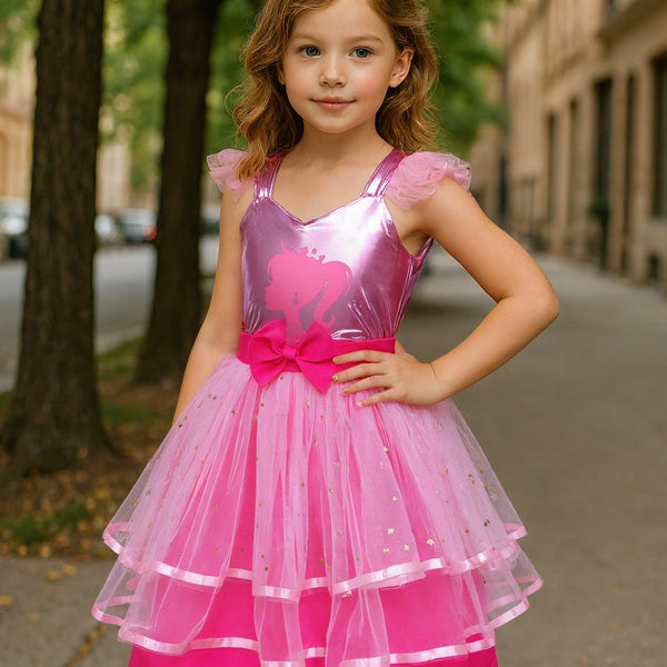 Luxe Barbie Prinsessenjurk Metallic Roze