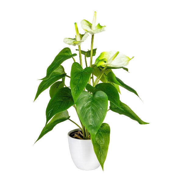 Kopu® 2 stuks Anthurium Wit Kunstplant 40 cm - Flamingoplant Wit