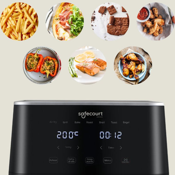 Safecourt Kitchen Airfryer XXL - Heteluchtfriteuse - 1800W - 7L Inhoud - 40ºC tot 200ºC - Zwart