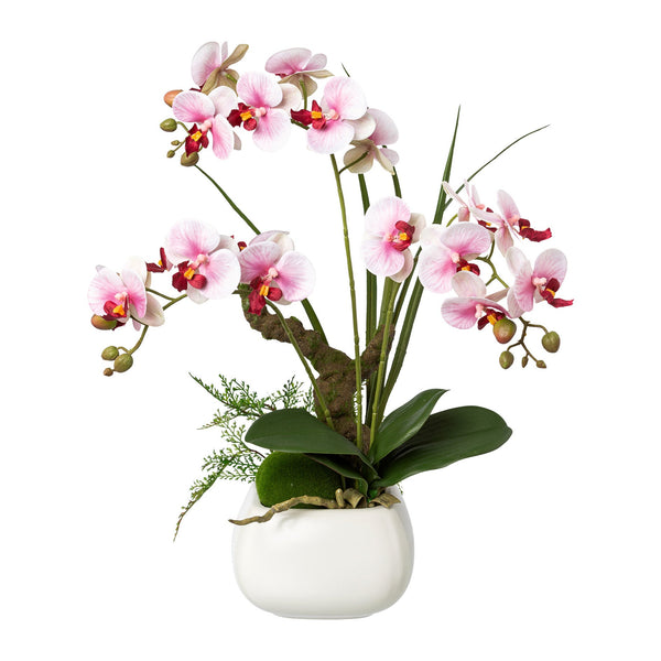Kopu® Kunstbloem Orchidee 46 cm Lila Bloempot Vierkant - Phalaenopsis
