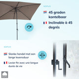 Kopu® Sevilla Parasol Rechthoek 200x300 cm met Hoes en voet - Balkonparasol Taupe