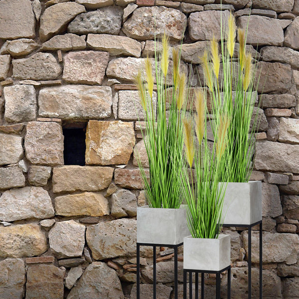 Kopu® Kunstplant Pampusgras 110 cm - 5 pluimen - in witte pot