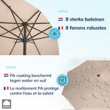 Kopu® Madrid grote Parasol Rond 350 cm met Beschermhoes en Parasolvoet - Creme