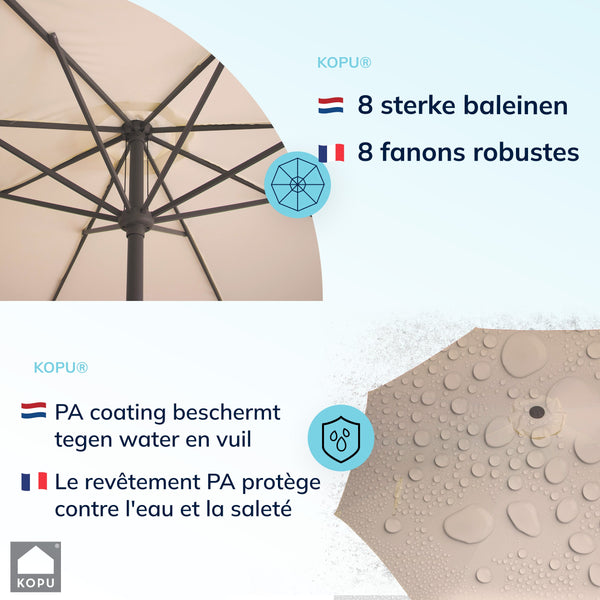 Kopu® Madrid grote Parasol Rond 350 cm met Beschermhoes en Parasolvoet - Creme