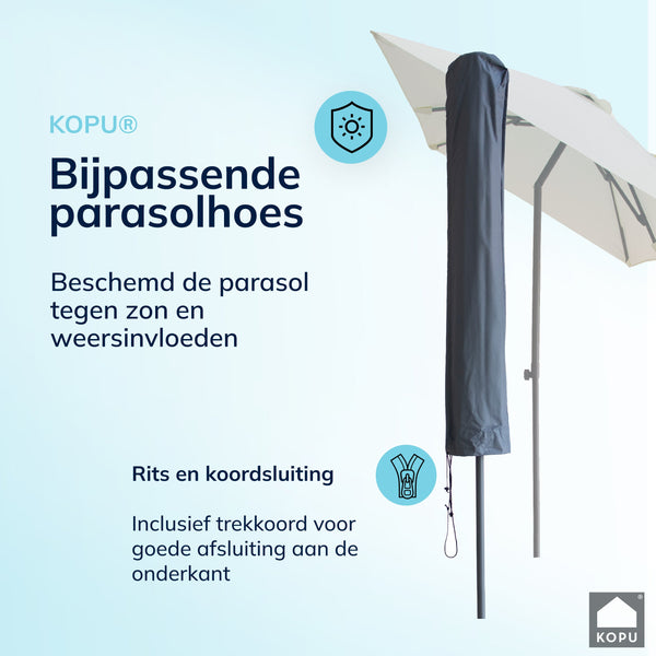 Kopu® Sevilla Parasol Rechthoek 200x300 cm met Hoes en voet - Creme