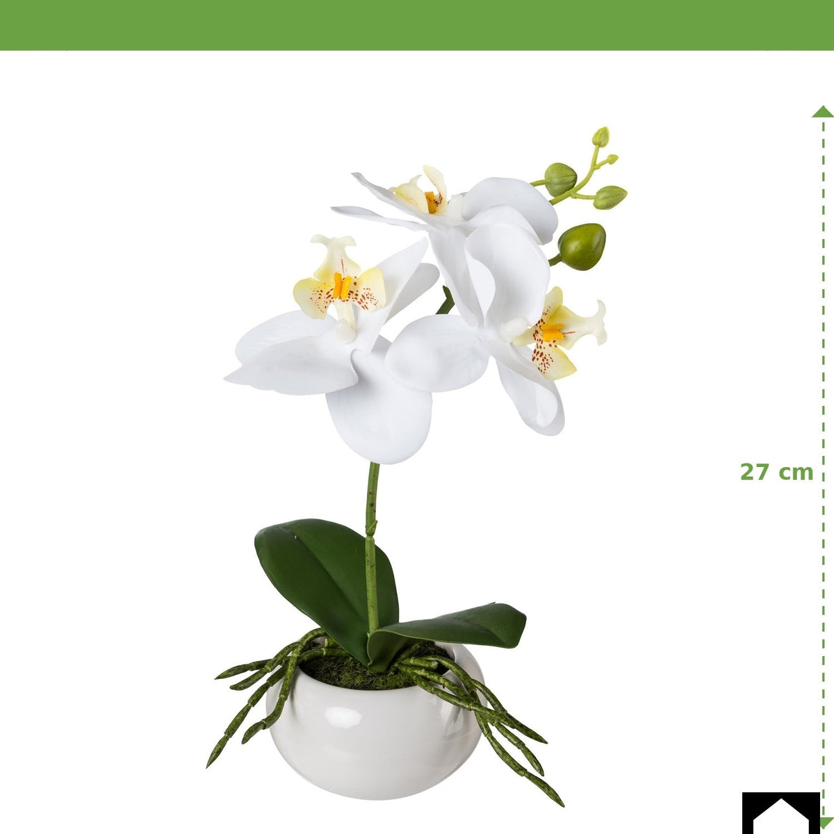 Kopu® Set 2 stuks Mini Kunstplant Orchidee 27 cm in witte Sierpot - Wit