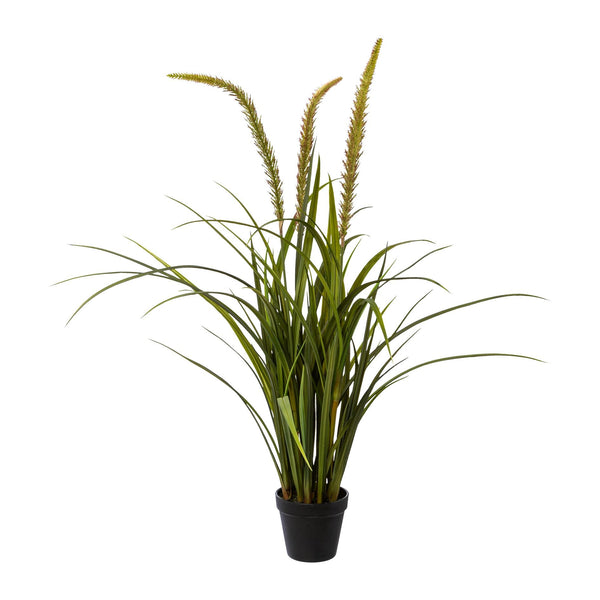 Kopu® Kunstplant Miscanthus 90 cm - 3 pluimen - in zwarte pot