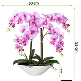 Kopu® Kunstbloem Orchidee 53 cm Roze met Schaal Ovaal - Phalenopsis