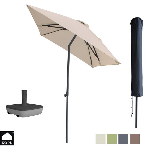 Kopu® Leon Parasol Rechthoek 150x250 cm - met Hoes en Voet - Creme