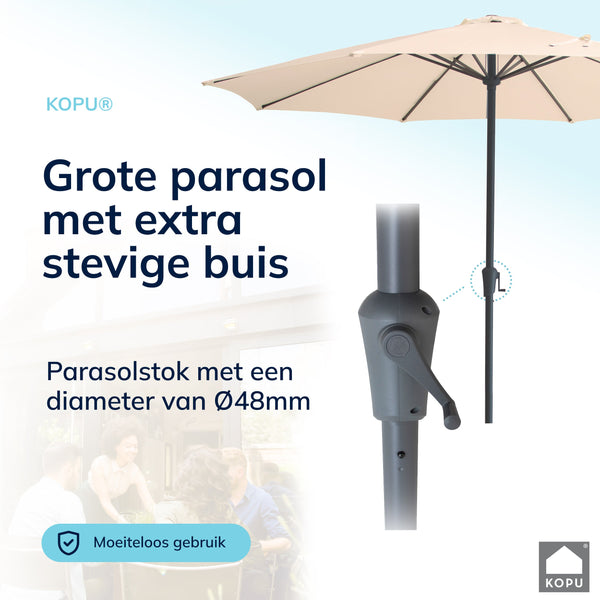 Kopu® Madrid grote Parasol Rond 350 cm met Beschermhoes en Parasolvoet - Creme
