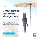Kopu® Madrid 350 cm Grote Parasol Rond met Beschermhoes - Creme