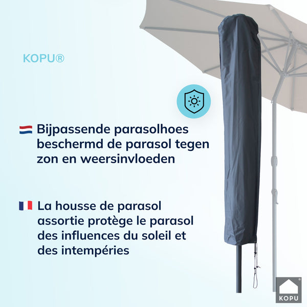 Kopu® Valencia Parasol Rond 300 cm met Beschermhoes en Voet - Taupe