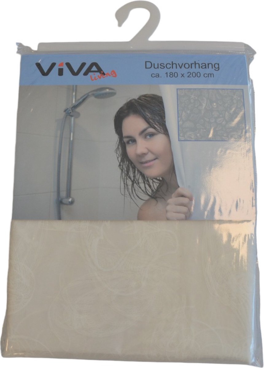 Douchegordijn - Model Strand - 200 cm x 180 cm - Inclusief ringen - Polyester - Badgordijn