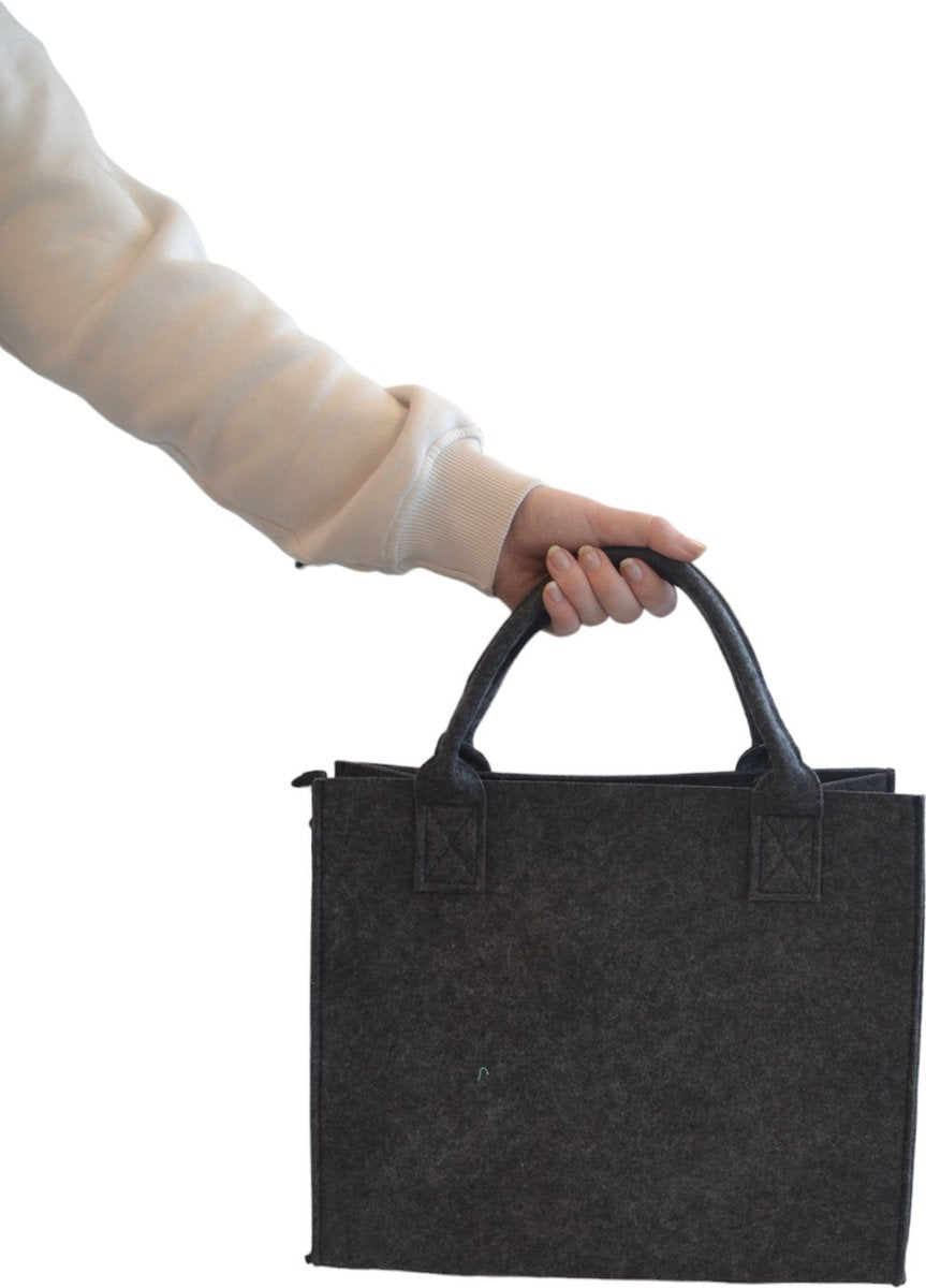 Boodschappentas Vilt - Zwart - 35 x 20 x 28 cm - Vilten tas - Stevige tas - Goodiebag - Shopper - Handtas