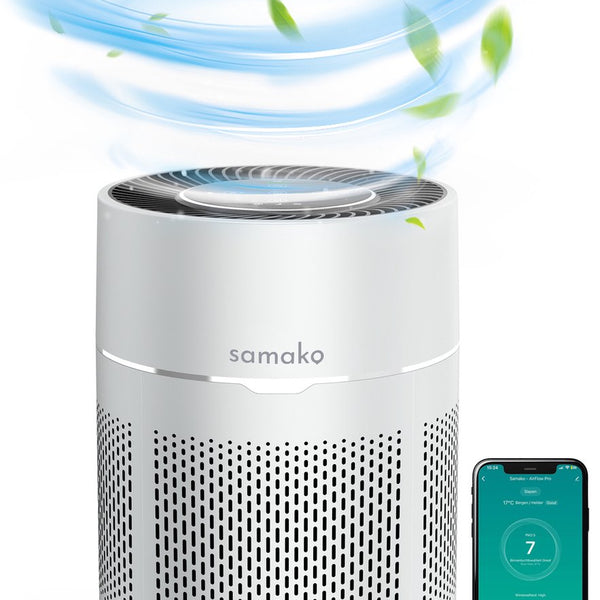 Samako Airflow - Luchtreiniger - Hepa 13 pro filter - Hooikoorts, huisdier allergieën, huisstofmijt - Luchtkwaliteitsindicator - Air purifier- Nederlandse app - Slaapstand
