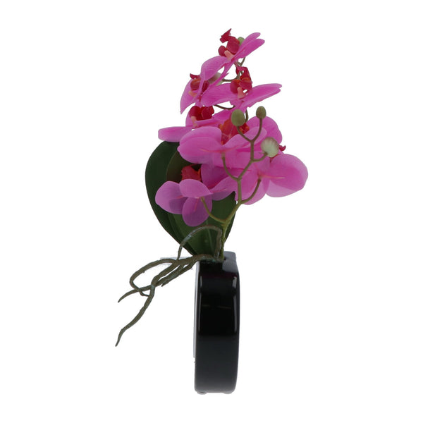 Kopu® Kunstbloem Lila Orchidee 35 cm in zwarte Vaas - Phalenopsis