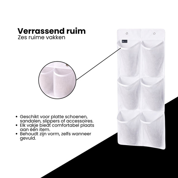 Schoenenkast Hangend - Schoenenzak 6 vakken - Opbergen van Schoenen aan Deur - Schoenenzak Wit - Oplossing voor rondslingerende schoenen - Hoogwaardige Schoenenkast
