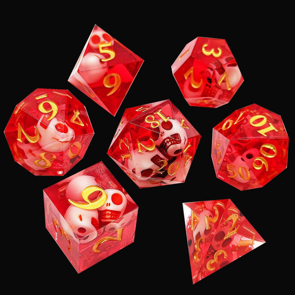 7 delige Resin Dice Set “Crimson Skulls"