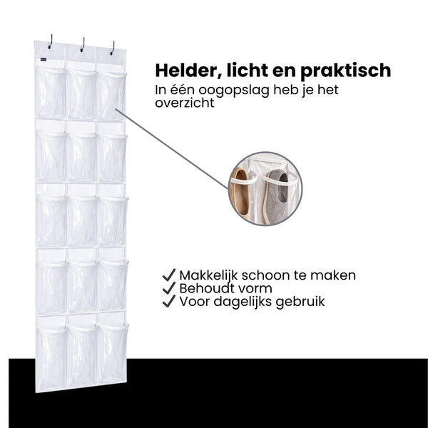 Deur Schoenen Organizer – 15 Vakken – Hangende Schoenenopberger – Transparant – Schoenenrek voor Deur – Opberg Organizer voor Schoenen, Accessoires & Kleding