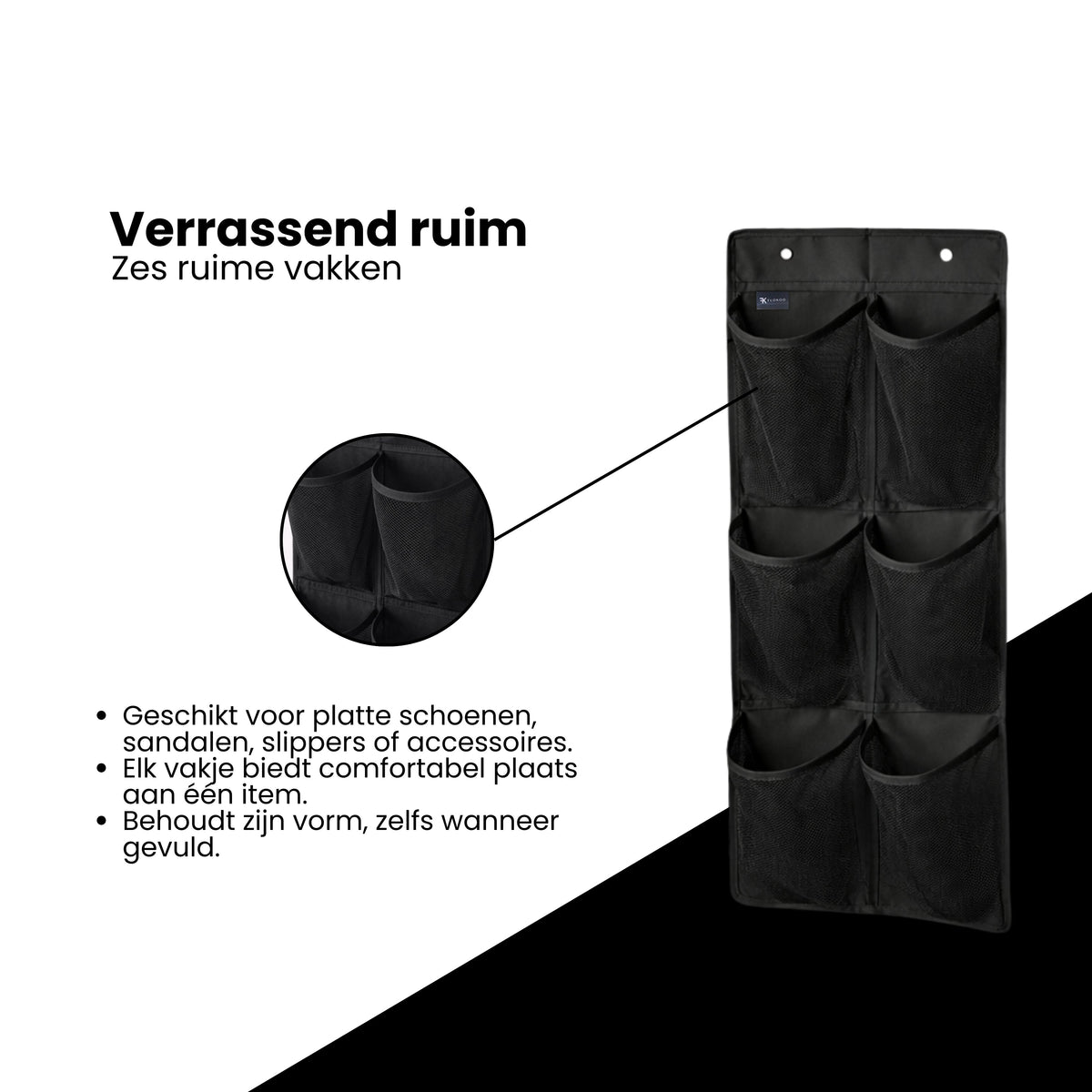Schoenenkast Hangend - Schoenenzak 6 vakken - Opbergen van Schoenen aan Deur - Schoenenzak Zwart - Oplossing voor rondslingerende schoenen - Hoogwaardige Schoenenkast