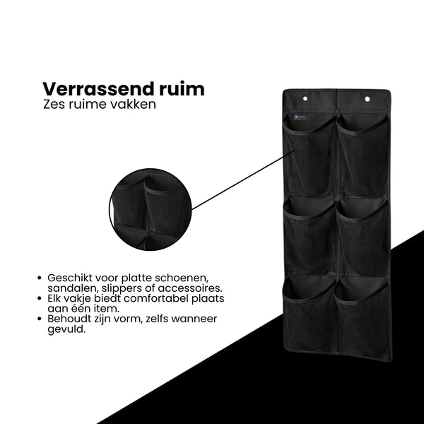 Schoenenkast Hangend - Schoenenzak 6 vakken - Opbergen van Schoenen aan Deur - Schoenenzak Zwart - Oplossing voor rondslingerende schoenen - Hoogwaardige Schoenenkast