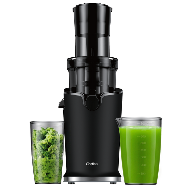 Chefino Slowjuicer – Koude Pers Sapcentrifuge – Extra Brede Vultrechter 9 cm – Stille High-Torque Motor – Dubbel Filtersysteem – Hoog Saprendement – Makkelijk te Reinigen