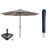 Kopu® Set Madrid 350 cm Grote Parasol Rond met Beschermhoes en Parasolvoet - Taupe
