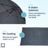Kopu® Sevilla Parasol Rechthoek 200x300 cm met Hoes en Voet Grijs