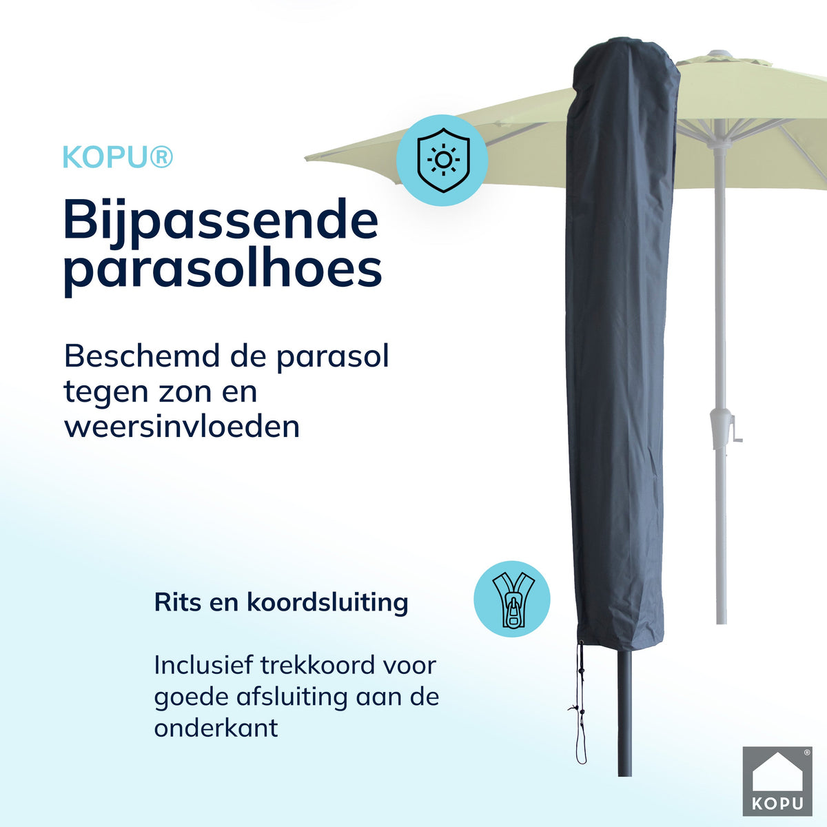 Kopu® Madrid grote Parasol Rond 350 cm met Beschermhoes en Voet - Olijfgroen