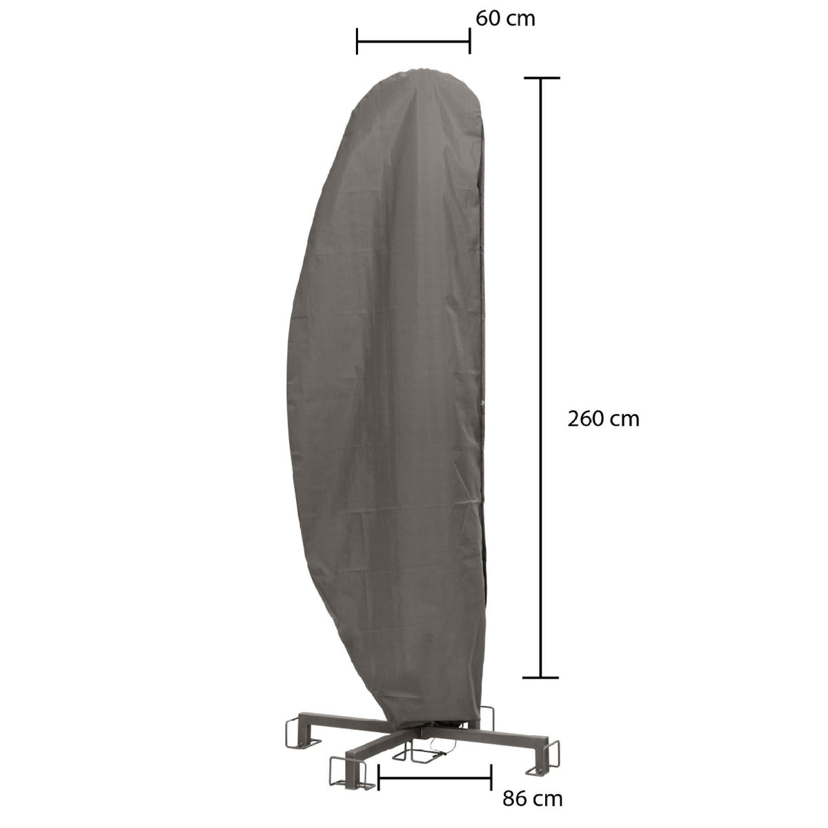 Kopu® Parasolhoes voor banana model Zweefparasol -  voor zwevende parasol van het type banana 4 meter - Grijs
