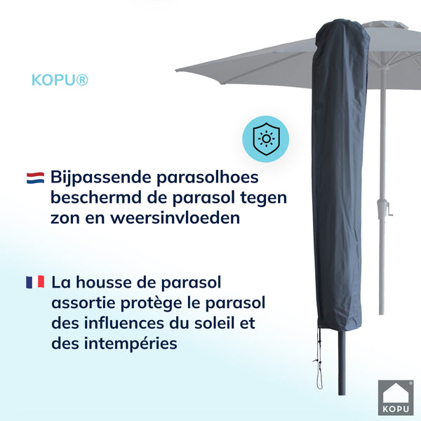 Kopu® Set Madrid 350 cm Grote Parasol Rond met Beschermhoes en Parasolvoet - Grijs