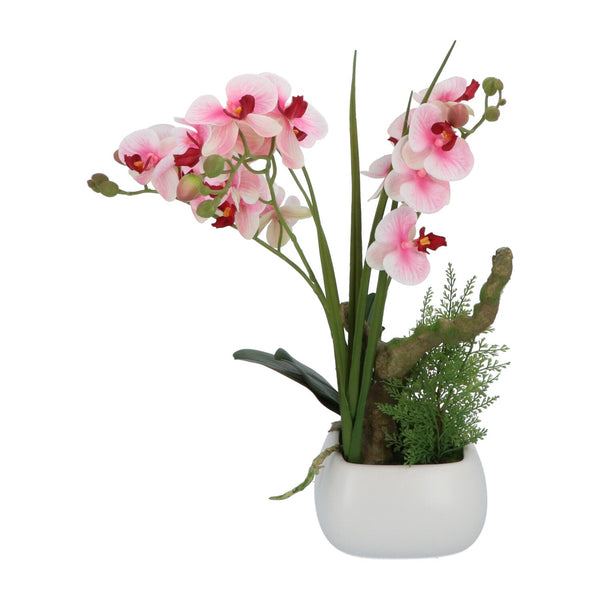Kopu® Kunstbloem Orchidee 46 cm Lila Bloempot Vierkant - Phalaenopsis