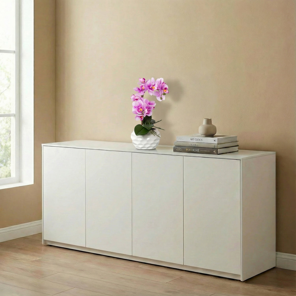 Kopu® Kunstplant Orchidee 33 cm in witte Sierpot 13x9cm - Roze