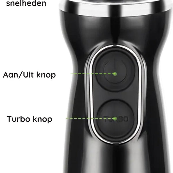 Safecourt Kitchen Staafmixer - 1000W – Roestvrijstaal – Antispat – Ergonomisch – Inclusief Maatbeker