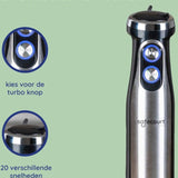 Safecourt Kitchen 6-delige Staafmixer Set - 1000 Watt - Hakmolen - 20 Snelheden - Inclusief Melkopschuimer & Maatbeker