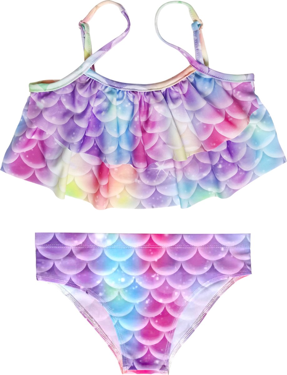 Zeemeerminstaart met bikini verkleed set Blauw, Paars en Roze