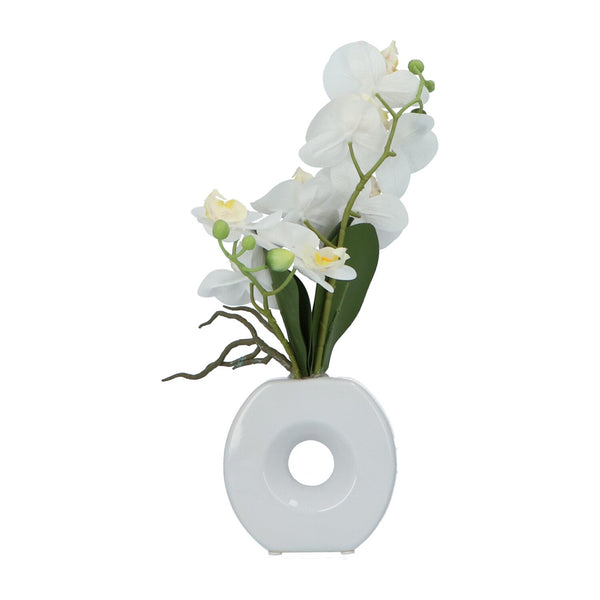 Kopu® Kunstbloem Witte Orchidee 35 cm in mooie witte Vaas - Phalenopsis