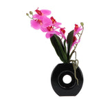 Kopu® Kunstbloem Lila Orchidee 35 cm in zwarte Vaas - Phalenopsis