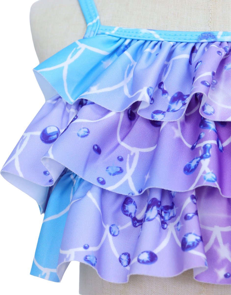 Zeemeerminstaart met bikini verkleed set Blauw en Paars