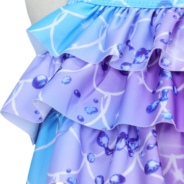 Zeemeerminstaart met bikini verkleed set Blauw en Paars