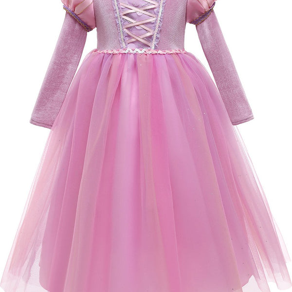 Luxe Roze Rapunzel Winter Prinsessenjurk