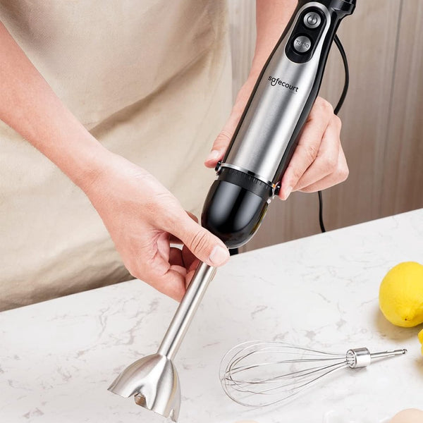 Safecourt Kitchen 6-delige Staafmixer Set - 1000 Watt - Hakmolen - 20 Snelheden - Inclusief Melkopschuimer & Maatbeker